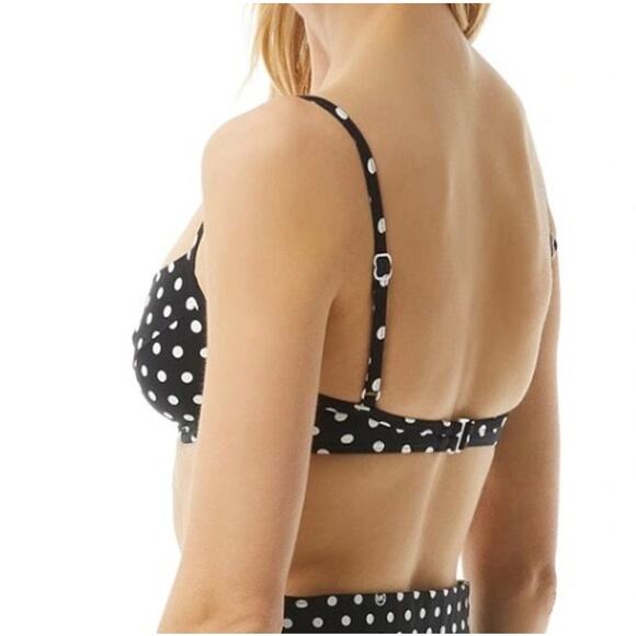 Michael Kors Black White Dot Underwire Bikini Top XS NWT - Picture 2 of 5